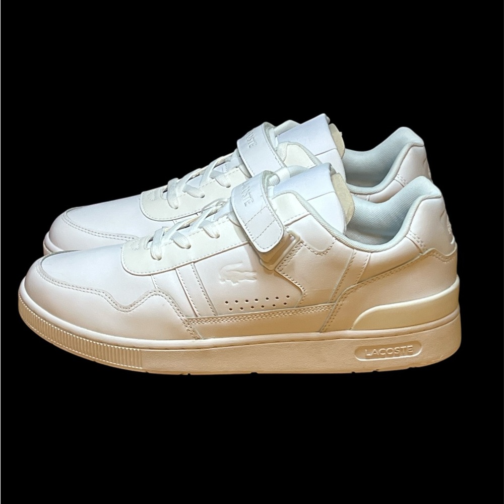 Size 12‎ - Lacoste T-Clip WHITE/WHITE 21G Mens White Leather Sneakers Shoes